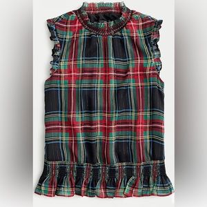 BNWT J. Crew Sleeveless mockneck top in gilded Stewart tartan - size 4
